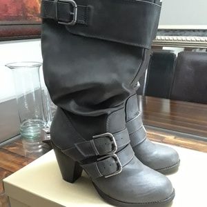 Grey Boots with Buckles